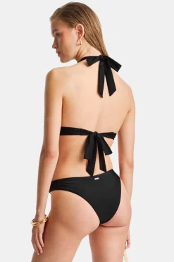 TALA Swimwear*Halter Plunge Gold Ring Bikini Top -