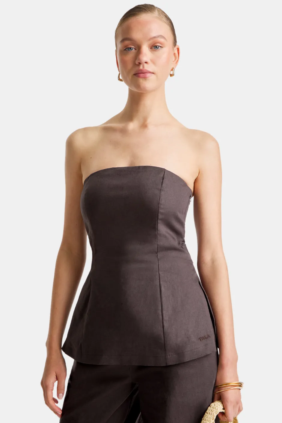 TALA Tops|Luxe Linens*Heavyweight Linen Longline Strapless Top -