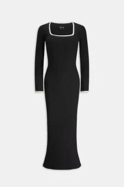 TALA Knitwear|Dresses*Long Sleeve Contrast Ribbed Knit Maxi Dress - And Buttermilk