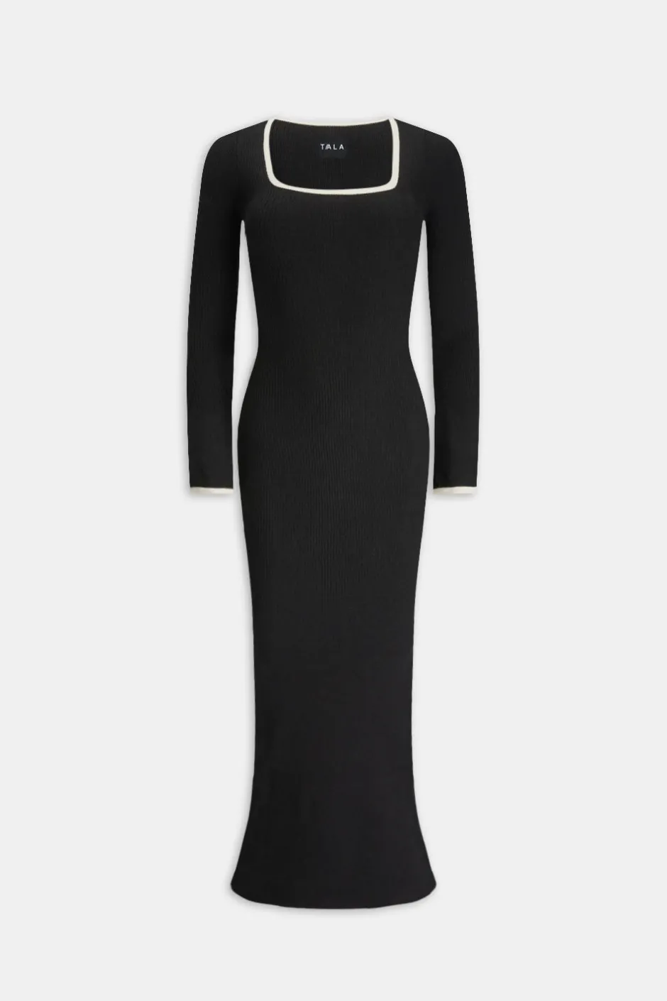TALA Knitwear|Dresses*Long Sleeve Contrast Ribbed Knit Maxi Dress - And Buttermilk