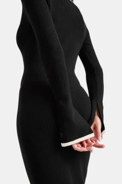 TALA Knitwear|Dresses*Long Sleeve Contrast Ribbed Knit Maxi Dress - And Buttermilk