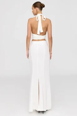 TALA The Bridal Edit*Milos Linen Blend V Waist Maxi Skirt - Coconut Milk