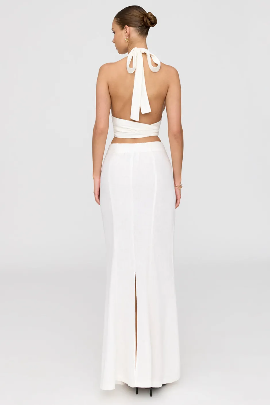 TALA The Bridal Edit*Milos Linen Blend V Waist Maxi Skirt - Coconut Milk