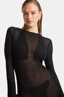 TALA Knitwear|Dresses*Multiway Gold Ring Long Sleeve Resort Knit Dress -