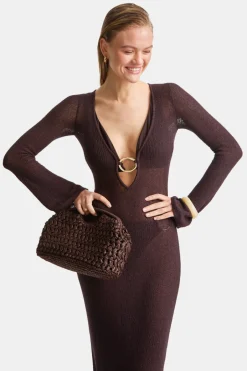 TALA Knitwear|Dresses*Multiway Gold Ring Long Sleeve Resort Knit Dress -
