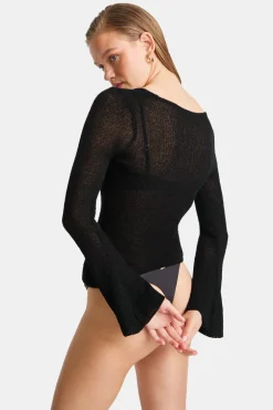 TALA Tops|Knitwear*Multiway Long Sleeve Resort Knit Top - Shadow