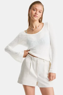 TALA Knitwear|Tops*Multiway Long Sleeve Resort Knit Top - Coconut Milk