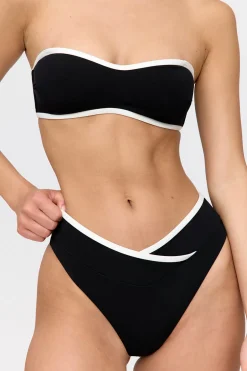 TALA Swimwear*Mykonos Contrast Trim Multiway Bandeau Bikini Top - Shadow And Coconut Milk