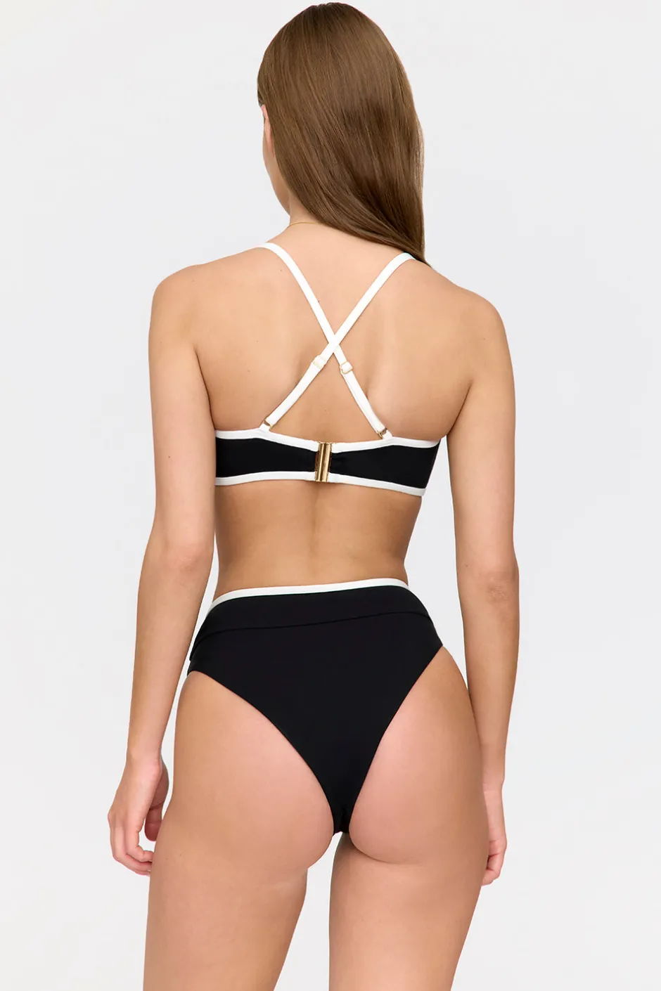 TALA Swimwear*Mykonos Contrast Trim Multiway Bandeau Bikini Top - Shadow And Coconut Milk