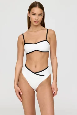 TALA The Bridal Edit|Swimwear*Mykonos Contrast Trim Multiway Bandeau Bikini Top - Coconut Milk And Shadow Black