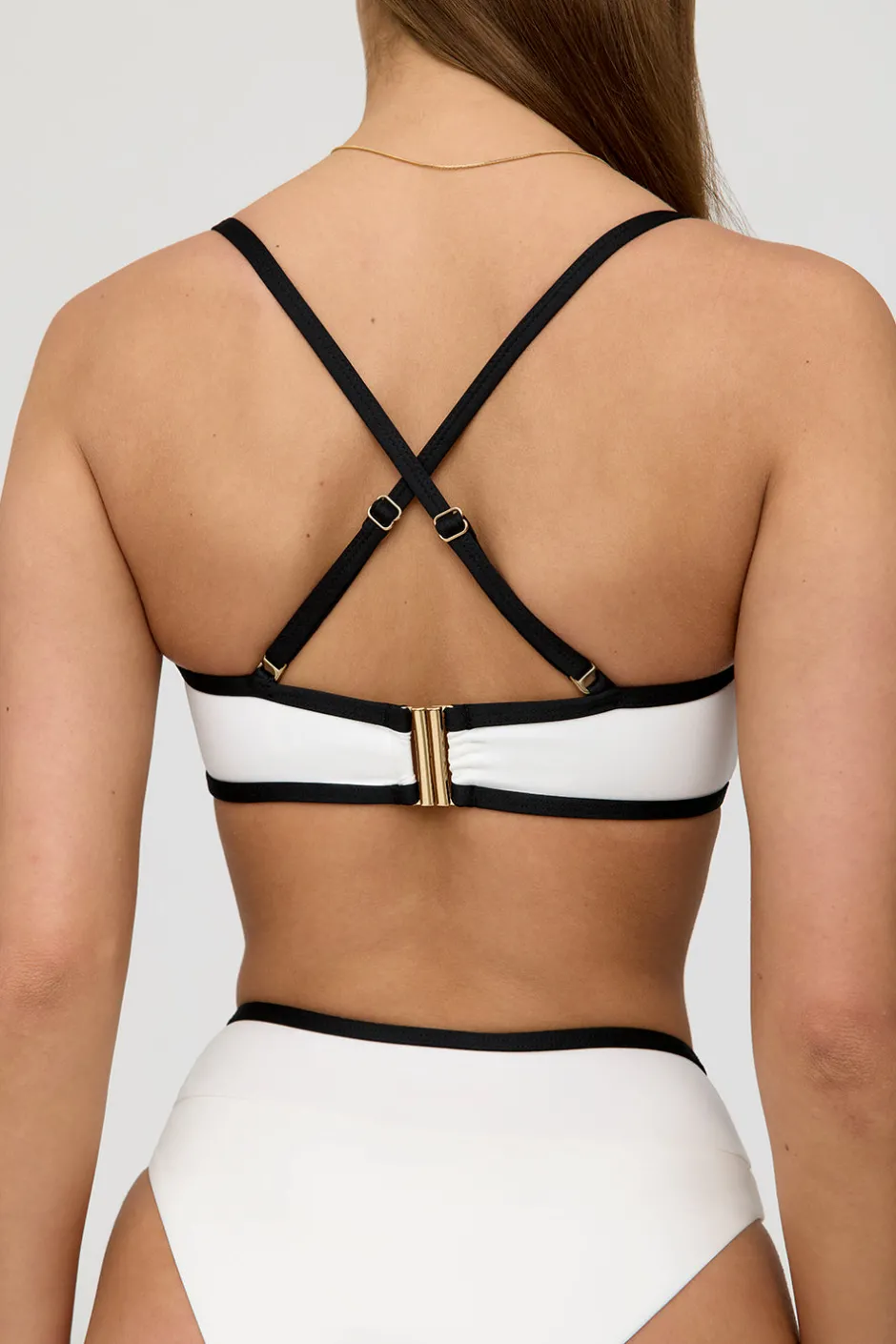 TALA The Bridal Edit|Swimwear*Mykonos Contrast Trim Multiway Bandeau Bikini Top - Coconut Milk And Shadow Black