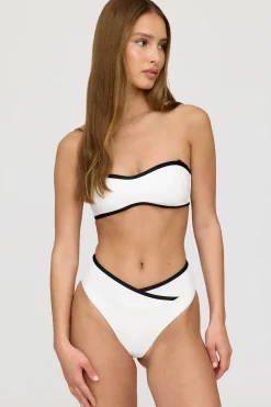 TALA The Bridal Edit|Swimwear*Mykonos Contrast Trim Multiway Bandeau Bikini Top - Coconut Milk And Shadow Black