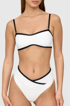 TALA The Bridal Edit|Swimwear*Mykonos Contrast Trim Multiway Bandeau Bikini Top - Coconut Milk And Shadow Black