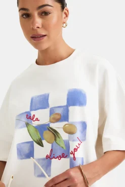 TALA Tops|The Bridal Edit*Olive Graphic Tee - White