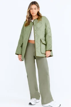 TALA Coats / Jackets*Oversized Reversible Quilted Jacket- Light Olive And Army
