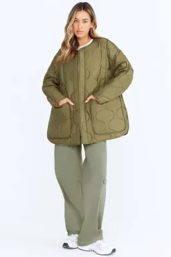 TALA Coats / Jackets*Oversized Reversible Quilted Jacket- Light Olive And Army