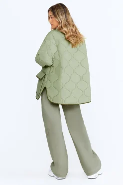 TALA Coats / Jackets*Oversized Reversible Quilted Jacket- Light Olive And Army