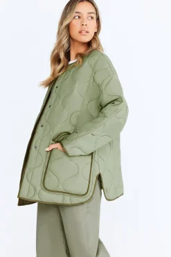 TALA Coats / Jackets*Oversized Reversible Quilted Jacket- Light Olive And Army
