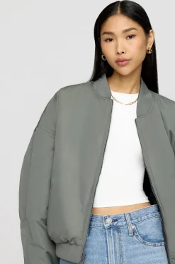 TALA Coffee Dates|Coats / Jackets*Reversible Girlfriend Bomber Jacket - Graphite And Cool Olive