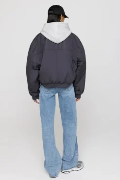 TALA Coffee Dates|Coats / Jackets*Reversible Girlfriend Bomber Jacket - Graphite And Cool Olive