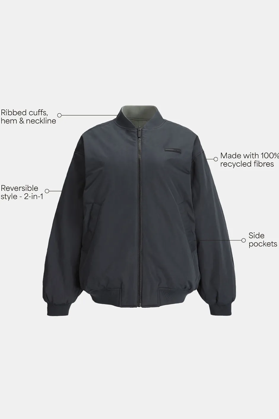 TALA Coffee Dates|Coats / Jackets*Reversible Oversized Bomber Jacket - And Cool Olive