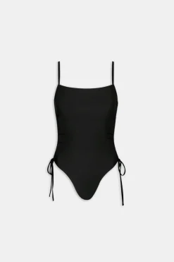 TALA Swimwear*Ruched Adjustable Tie Side Shaping Swimsuit - Blank Onyx