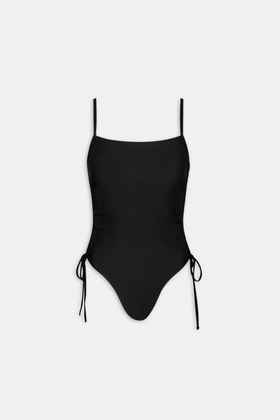 TALA Swimwear*Ruched Adjustable Tie Side Shaping Swimsuit - Blank Onyx