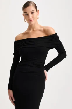 TALA Dresses*365 Ruched Side Bardot Maxi Dress - Shadow