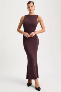 TALA Dresses*365 Ruched Side Boat Neck Maxi Dress - Mulled Wine