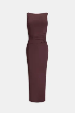 TALA Dresses*365 Ruched Side Boat Neck Maxi Dress - Mulled Wine