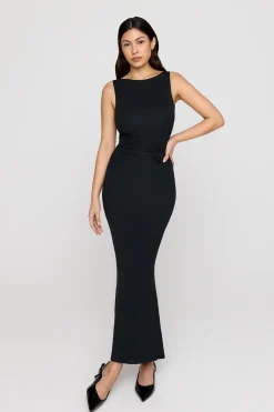 TALA Dresses*365 Ruched Side Boat Neck Maxi Dress -