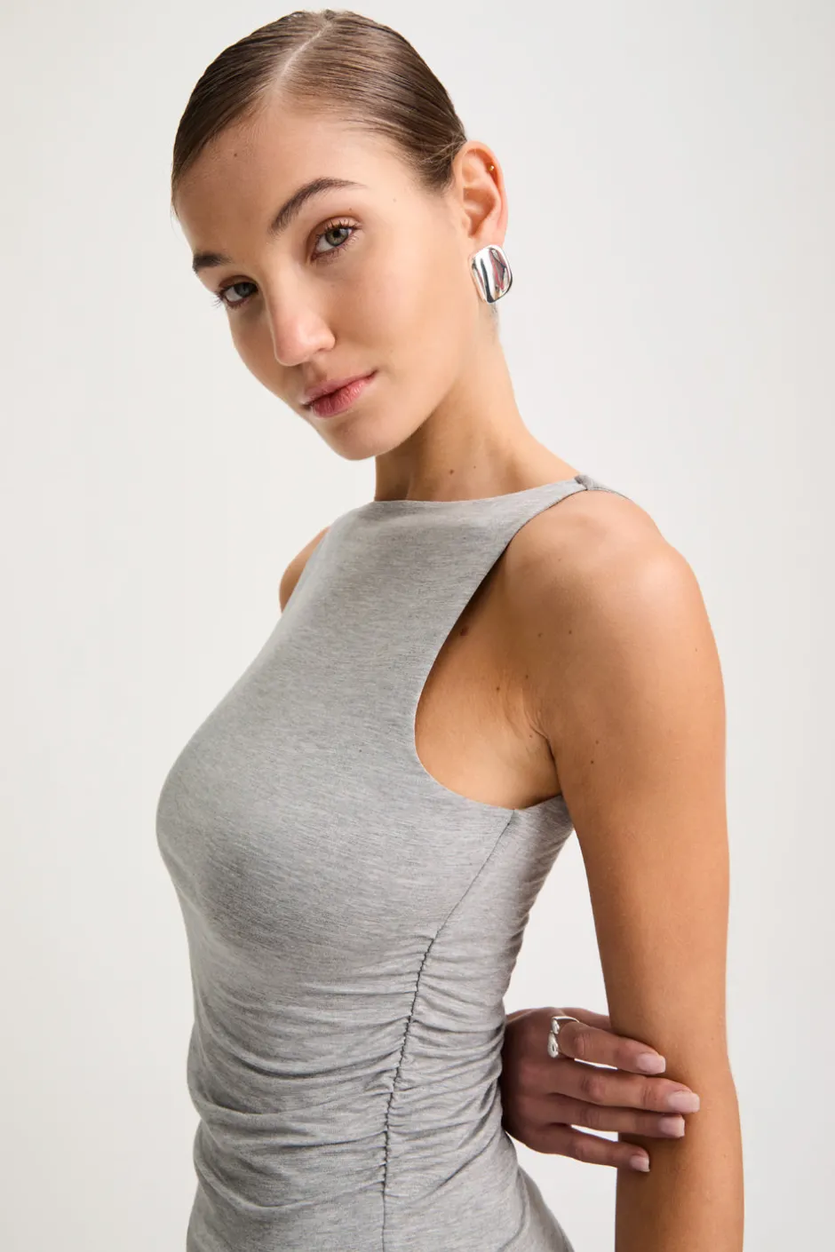 TALA Tops*365 Ruched Side Boat Neck Top -