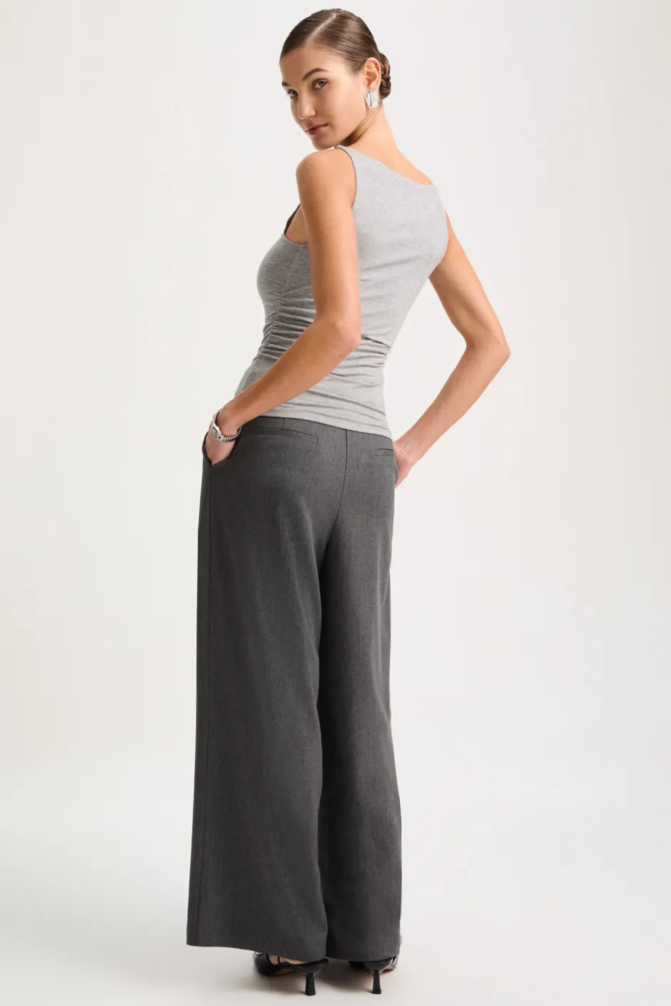 TALA Tops*365 Ruched Side Boat Neck Top -