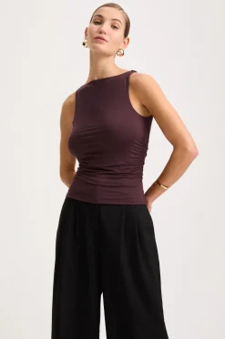 TALA Tops*365 Ruched Side Boat Neck Top -