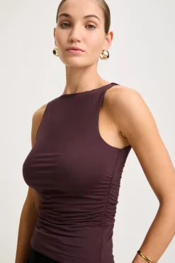 TALA Tops*365 Ruched Side Boat Neck Top -