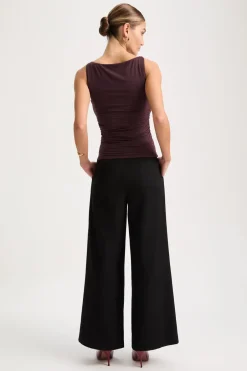 TALA Tops*365 Ruched Side Boat Neck Top -