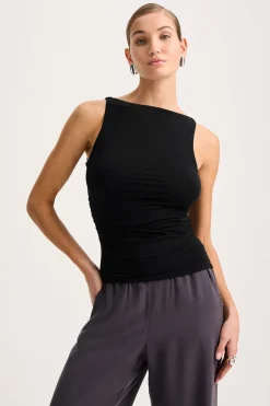 TALA Tops*365 Ruched Side Boat Neck Top -