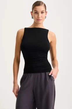TALA Tops*365 Ruched Side Boat Neck Top -