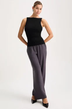 TALA Tops*365 Ruched Side Boat Neck Top -