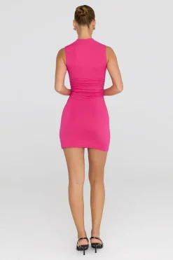 TALA Dresses*365 Ruched Side Mock Neck Mini Dress - Hot