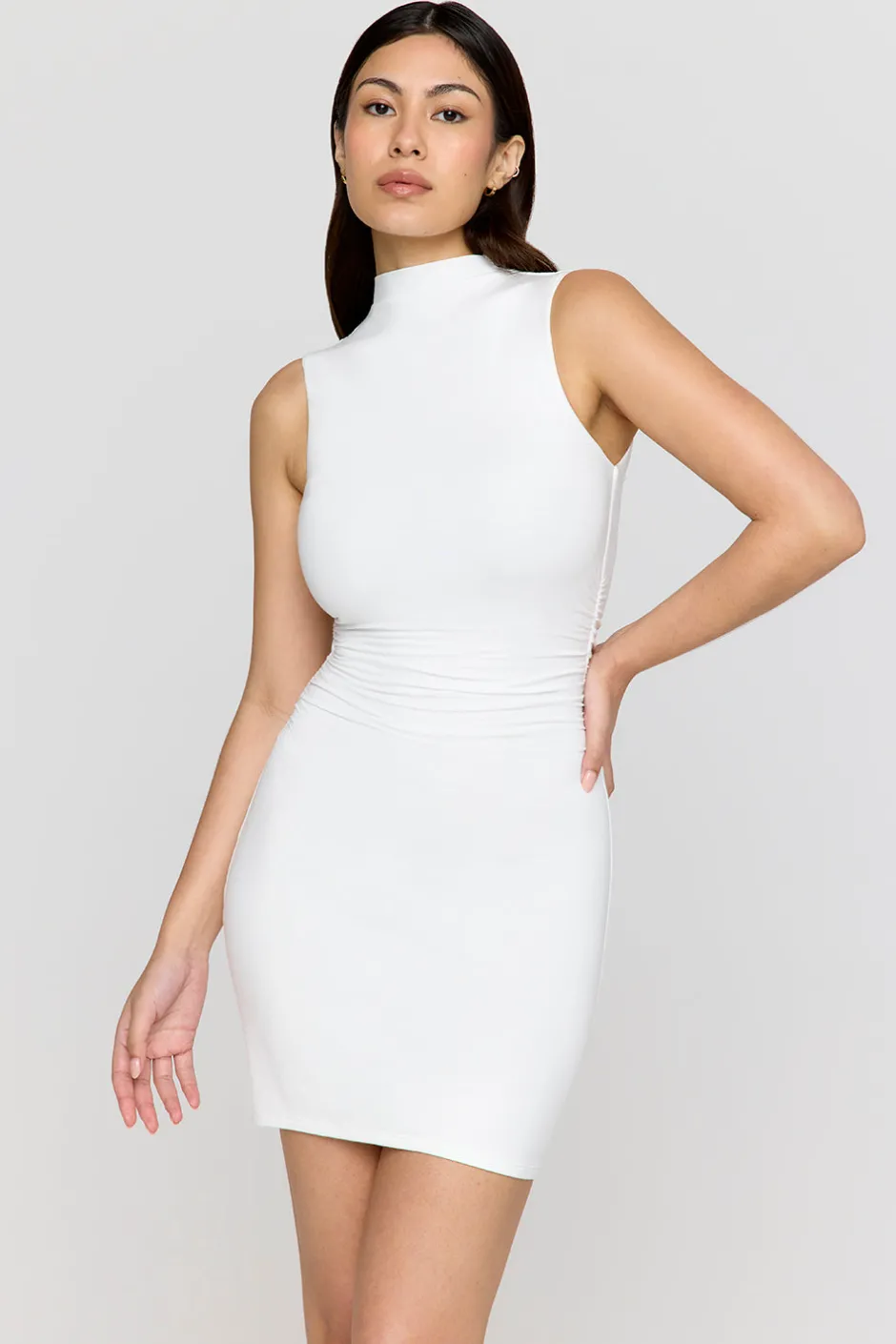 TALA Dresses|The Bridal Edit*365 Ruched Side Mock Neck Mini Dress - Coconut Milk