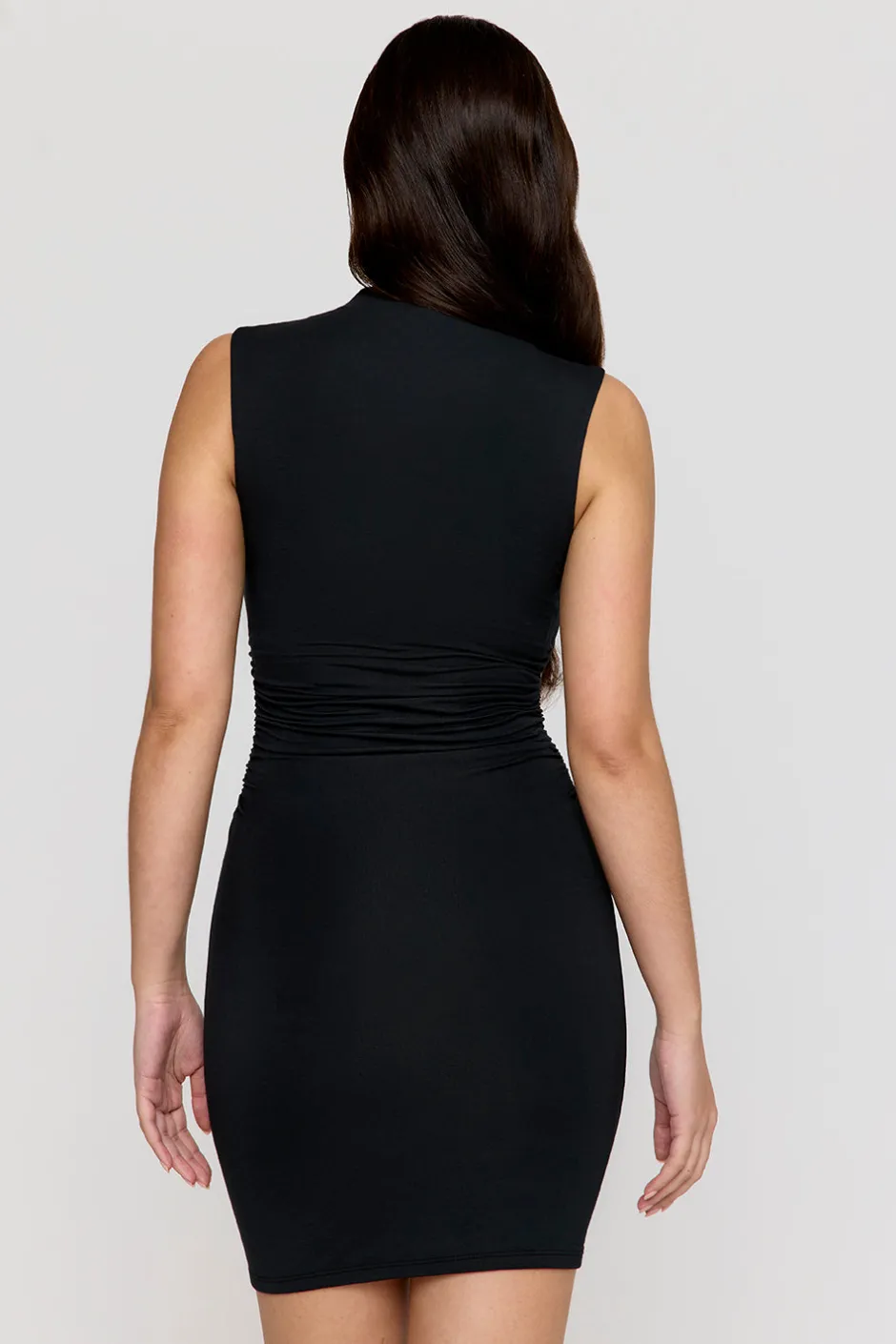 TALA Dresses*365 Ruched Side Mock Neck Mini Dress - Shadow