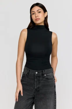 TALA Tops*365 Ruched Side Mock Neck Top -