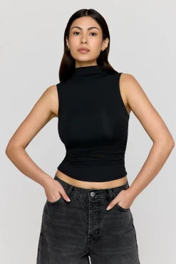 TALA Tops*365 Ruched Side Mock Neck Top -