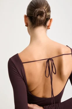 TALA Tops*365 Ruched Side Open Back Long Sleeve Top -
