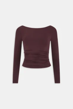 TALA Tops*365 Ruched Side Open Back Long Sleeve Top -
