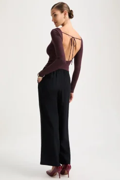 TALA Tops*365 Ruched Side Open Back Long Sleeve Top -