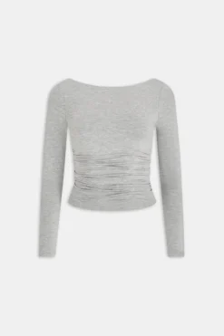 TALA Tops*365 Ruched Side Open Back Long Sleeve Top -
