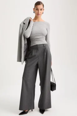 TALA Tops*365 Ruched Side Open Back Long Sleeve Top -