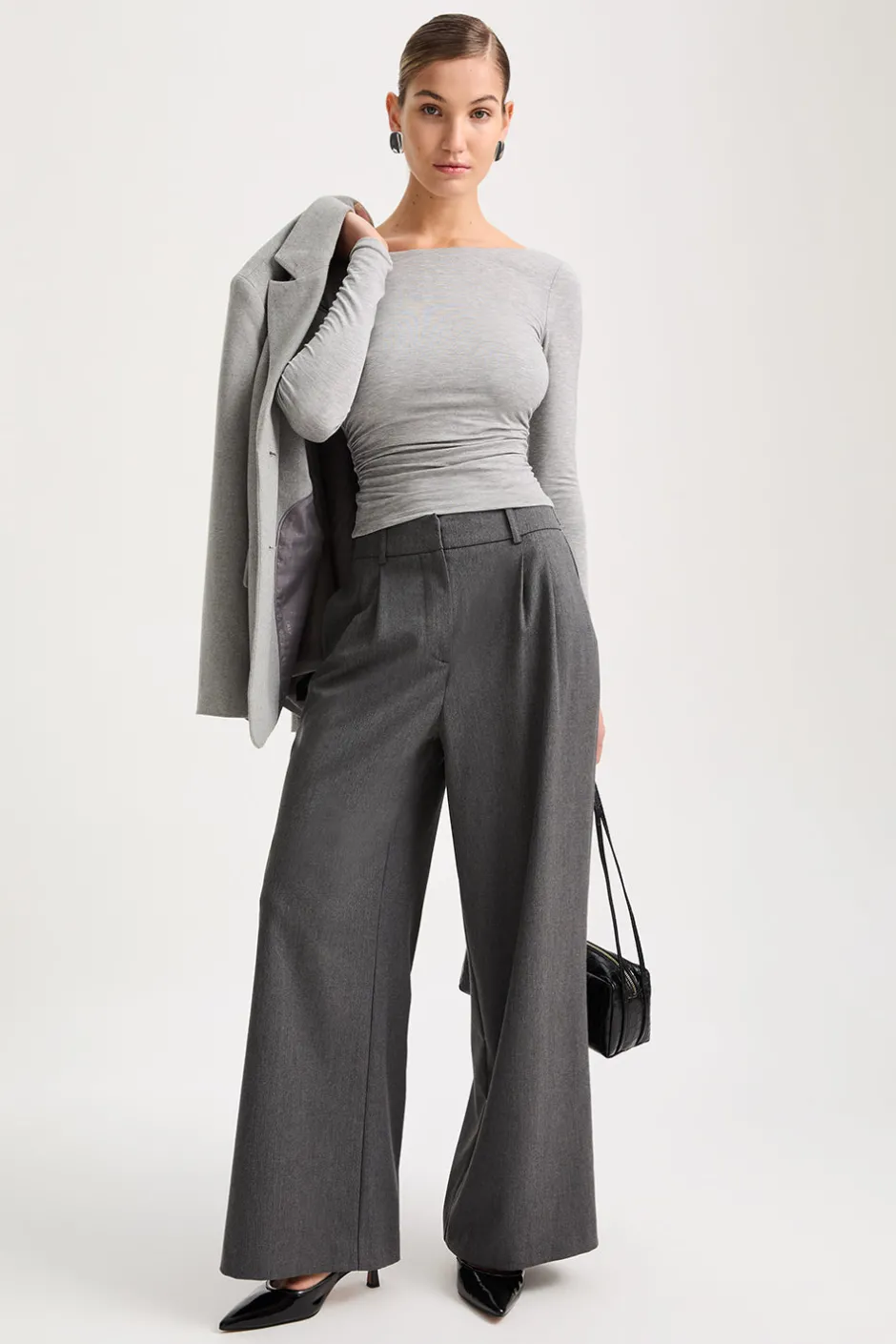 TALA Tops*365 Ruched Side Open Back Long Sleeve Top -
